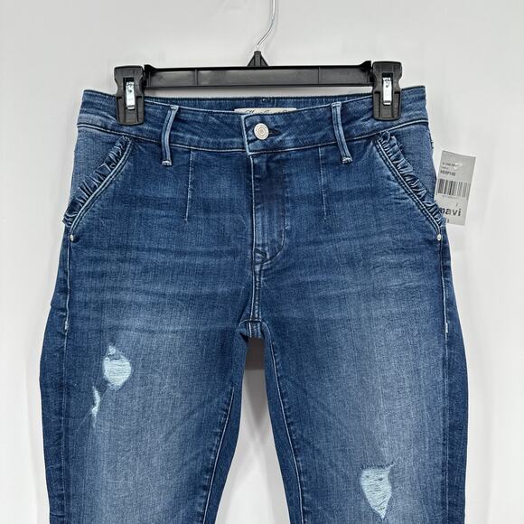 Mavi Distressed Ruffle Hemline Jeans Size 27 NWT - Picture 3 of 6